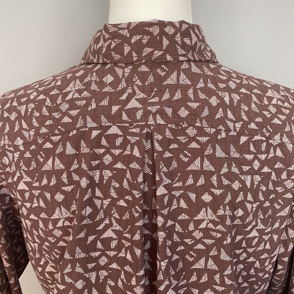 REI Long Sleeve Button Down Brown Shirt With Geometric Pattern. Size Large. - Picture 7 of 12